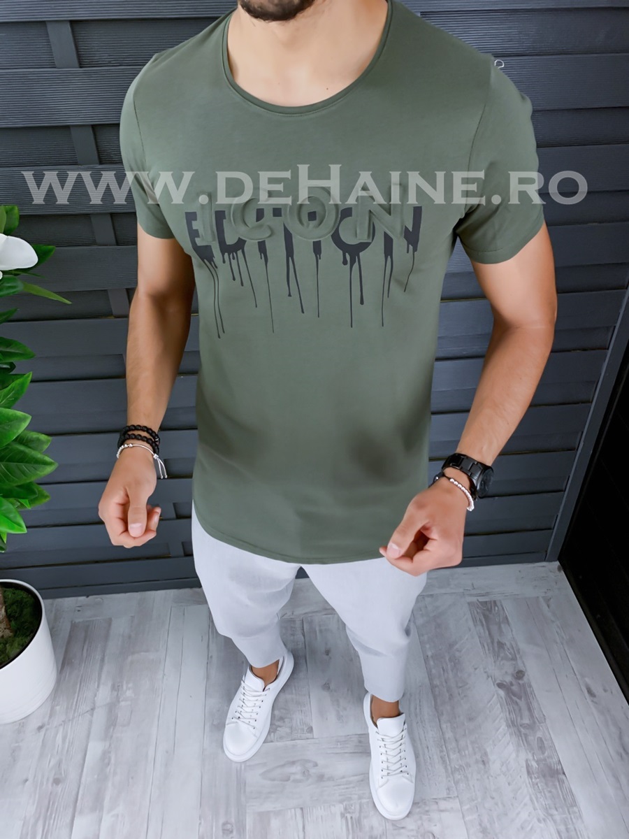 Tricou barbati kaki slim fit ZR B1009 P14-1